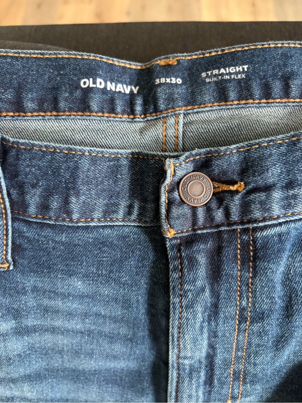 Old Navy Men's Straight Jeans - Indigo Blue with Contrast Stitching